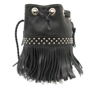 J&M DAVIDSON カーニバル ショルダーバッグ ワンショルダー フリンジ スタッズ 巾着 レザー 黒 ブラック
