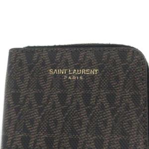 SAINT LAURENT PARIS 6連キーケース モノグラム ラウンドジップ 総柄 ゴールド金具 ベージュ ブラック