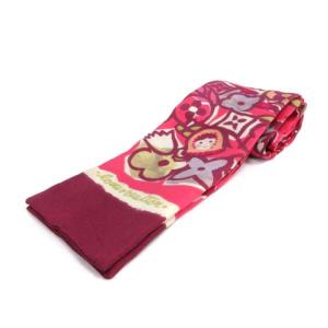 バンドー 花柄リボンスカーフ フラワー シルク ピンク パープル