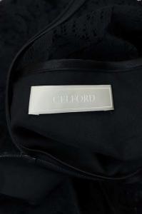 CELFORD 19SS ラッセルレースワンピース 五分袖 ロング フレア 38 紺 ネイビー