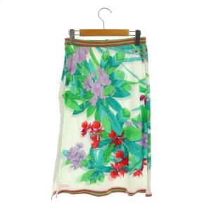 LEONARD ファッション FASHION 花柄 タイトスカート ミモレ丈 69?72 白 ホワイト マルチカラー