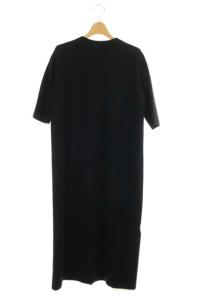 19AW ウール バックパールボタンワンピース ニット ロング 七分袖 F 黒 ブラック