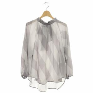 シャツ シアー バイアスストライプ バックリボン 36 グレー