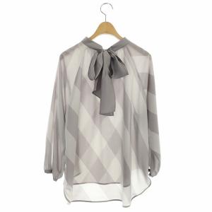 Grace Class シャツ シアー バイアスストライプ バックリボン 36 グレー