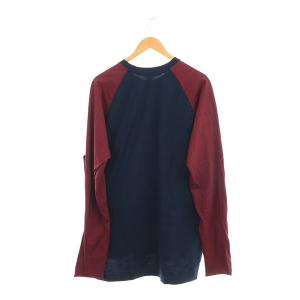 SUNSEA ラグランカットソー ネイビー ボルドー