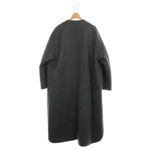 ENFOLD 19AW ファインリバービーバーノーカラースリットコート アウター ロング ノーボタン 36 グレー