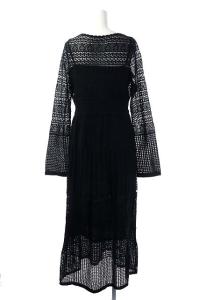 Diagram GRACE CONTINENTAL 21SS 透カシ編ニット レース ワンピース フレア スカラップ 36 ブラック