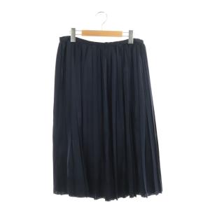 シルクプリーツロングスカート 36 ネイビー