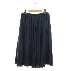 Drawer シルクプリーツロングスカート 36 ネイビー