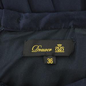 Drawer シルクプリーツロングスカート 36 ネイビー