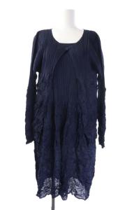 ISSEY MIYAKE プリーツ シワ加工 ワンピース 七分袖 フレア