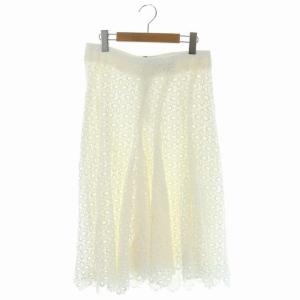 ロングスカート フレア カットワーク レース ホワイト