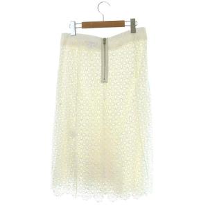 Drawer ロングスカート フレア カットワーク レース ホワイト