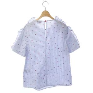 kate spade new york 19SS ストライプ半袖総柄ブラウス Ｓ ライトブルー