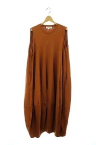 20SS スビン天竺3バックスリットコクーンドレス 38 ブラウン