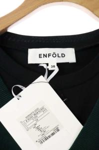 ENFOLD 21AW ニットレイヤード カットDRS ドレス ワンピース 長袖 ロング プルオーバー 38 緑 黒 グリーン ブラック