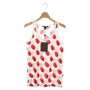 タンクトップ ドット コットン S ホワイト レッド