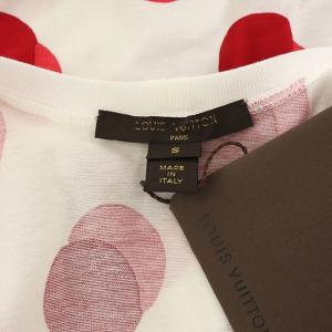 LOUIS VUITTON タンクトップ ドット コットン S ホワイト レッド