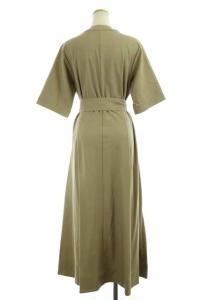 ebure  ベルト付きスキッパーフレアワンピース ロング フレア 36 ベージュ