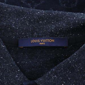 LOUIS VUITTON モノグラム 切替ポロシャツ シルク混 M ネイビー