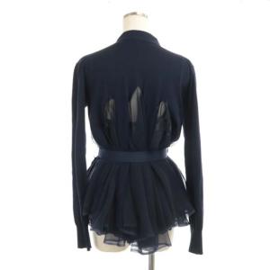 sacai キャミソール カーディガン 2点セット レース リボンベルト 花柄 38 ネイビー マルチカラー