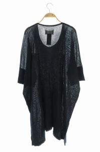 Martin Margiela 4 シルクニットワンピース 七分袖 Vネック プルオーバー XS ネイビー