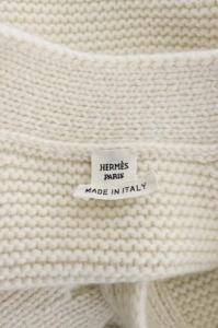 HERMES カシミヤニット カーディガン セリエボタン 34 オフホワイト