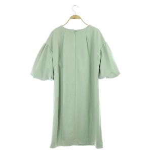 CELFORD 21SS ポンチコクーンワンピース ひざ丈 七分袖 バルーンスリーブ 36 緑 グリーン