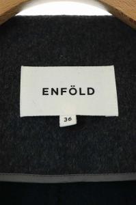 ENFOLD ウール ノーカラーコートアウター ロング 36 チャコールグレー