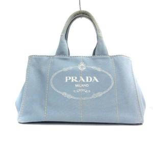 PRADA カナパ ロゴ キャンバス ライトブルー