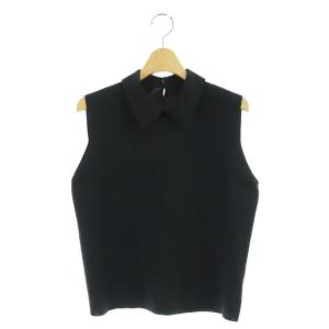 レギュラーカラーノースリーブニット ブラック