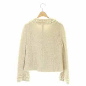 M'S GRACY ノーカラージャケット ブークレ フリル モヘヤ混 38 ベージュ