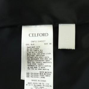 CELFORD 19AW ワンピース Aライン ボウタイ ひざ丈 38 黒 ブラック 白 ホワイト