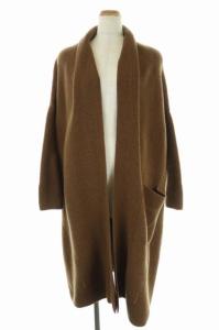 カーディガン ニット ロング トッパー ウール カシミヤ混 M 茶 ブラウン
