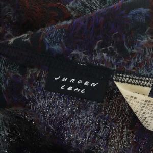 JURGEN LEHL ジャガードジップアップブルゾン ジャケット ミドル丈 M 黒 紫 青 ブラック パープル ブルー