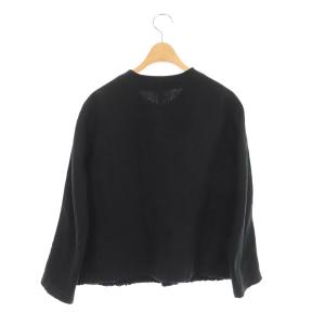 JURGEN LEHL コットンリネン 前開きノーカラーシャツブラウス 長袖 M ブラック