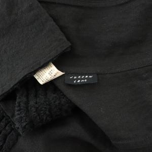 JURGEN LEHL コットンリネン 前開きノーカラーシャツブラウス 長袖 M ブラック