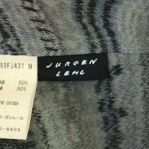 JURGEN LEHL シルク総柄ノーカラー前開きシャツ ブラウス 長袖 M グレー