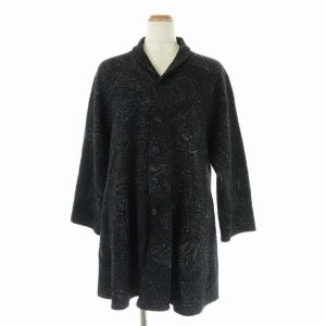 JURGEN LEHL ウールコットン ジャガード セットアップ 上下 ショールカラー ジャケット ロング バルーンスカート ロング タック M 黒