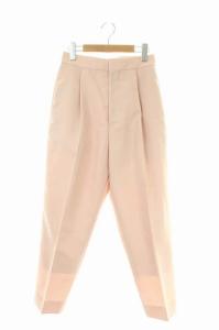 モヘヤ混 タックパンツ スラックス テーパード 34 ピンク