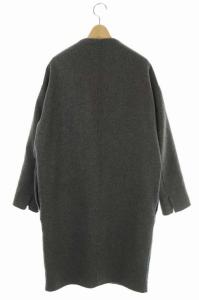 ENFOLD ウールリバーノーカラーコート アウター ロング 36 グレー