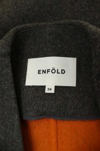 ENFOLD ウールリバーノーカラーコート アウター ロング 36 グレー