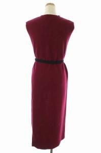 ENFOLD 19AW ウールロングスリット ニットベスト ボルドー