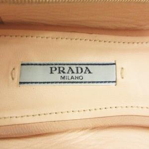 PRADA バレエシューズ シューズ ラウンドトゥ リボン 38 24.5cm ピンクベージュ