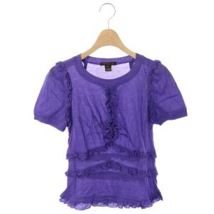 フリルTシャツ プルオーバー 半袖 S パープル