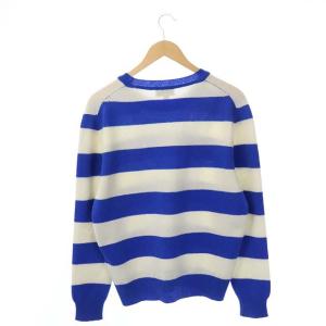 Maison Kitsuné ボーダークルーネックニット 長袖 プルオーバー S ベージュ ブルー