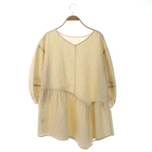 ELENDEEK 21SS COTTON JACQUARED BL チュニック丈 フレア プルオーバー ベージュ