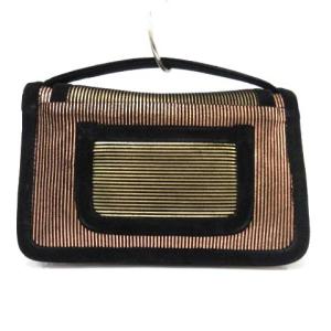 PIERRE HARDY ハンドバッグ ショルダーバッグ 2way ストライプ チェーン スエード ゴールド色 黒 ブラック