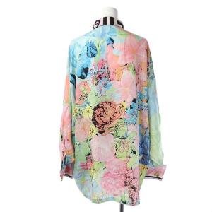 GIANNI VERSACE セットアップ 上下 総柄スカート タイト ひざ丈 総柄シャツ 長袖 38 40 マルチカラー