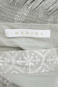 MARIHA 総柄Vネックワンピース ロング マキシ フレンチスリーブ グレー ホワイト